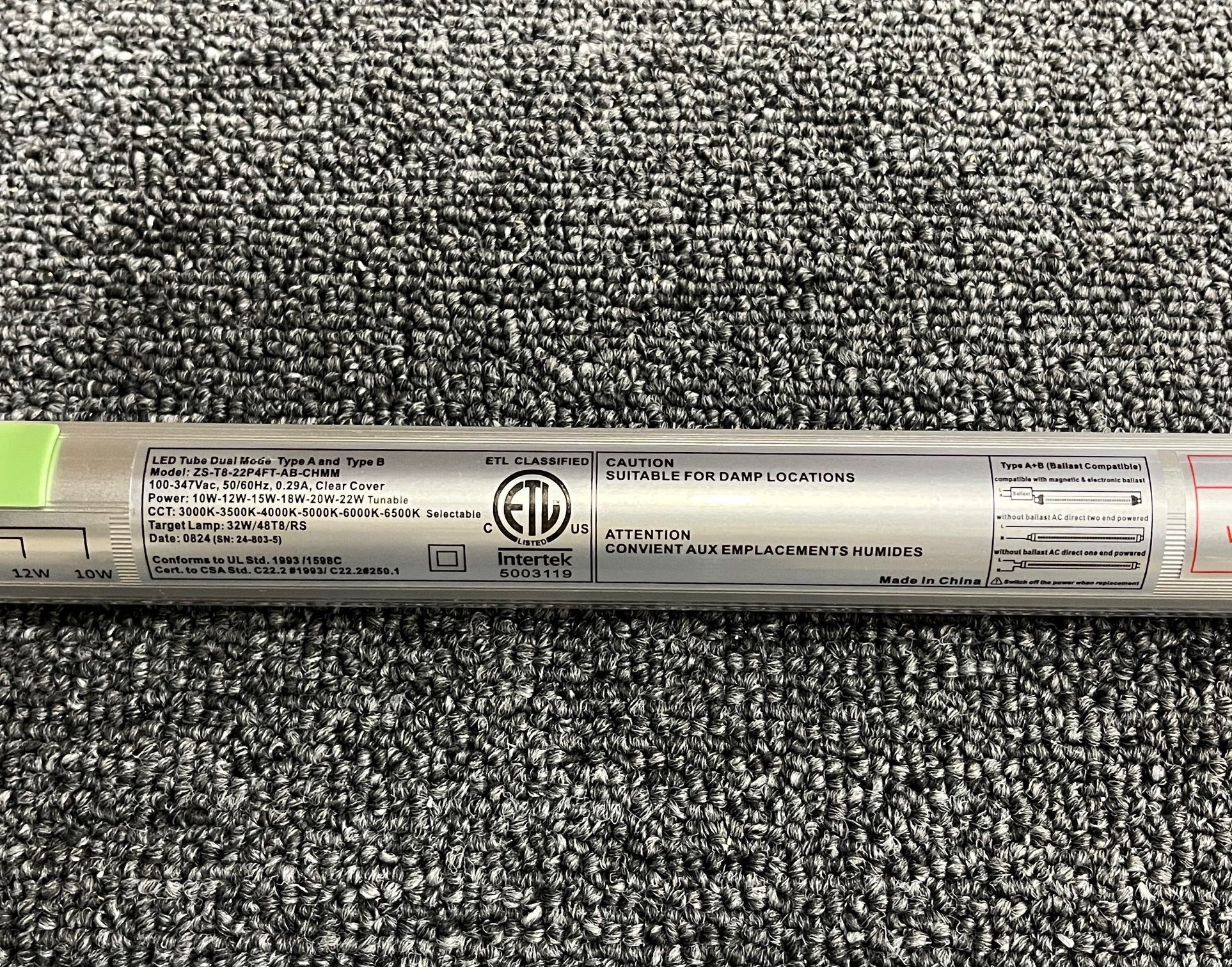 Tube LED T8 - 4 pieds - 6 Couleur et puissance ajustables